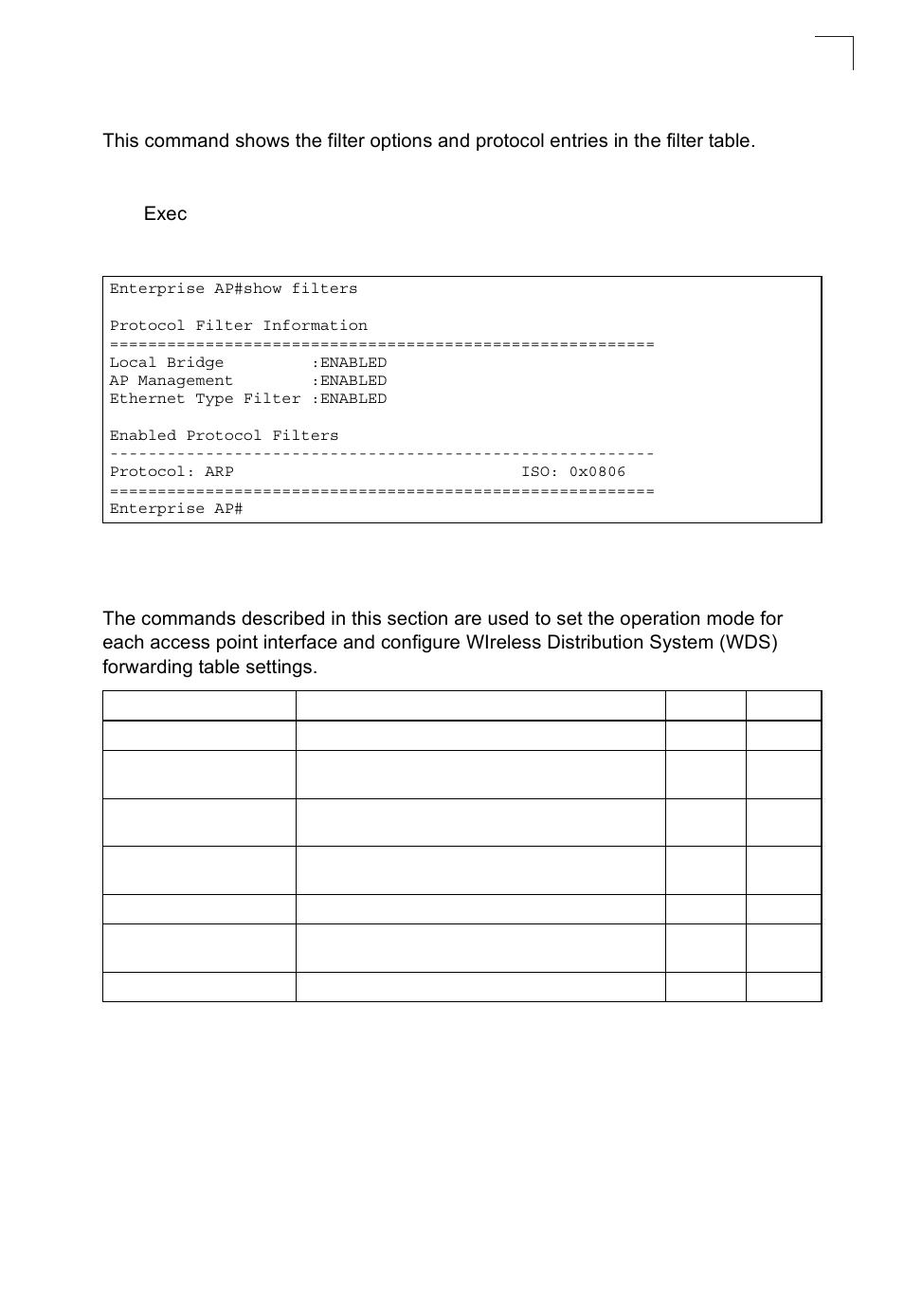 Show filters, Wds bridge commands | SMC Networks SMC2552W-G2-17 User Manual | Page 214 / 296