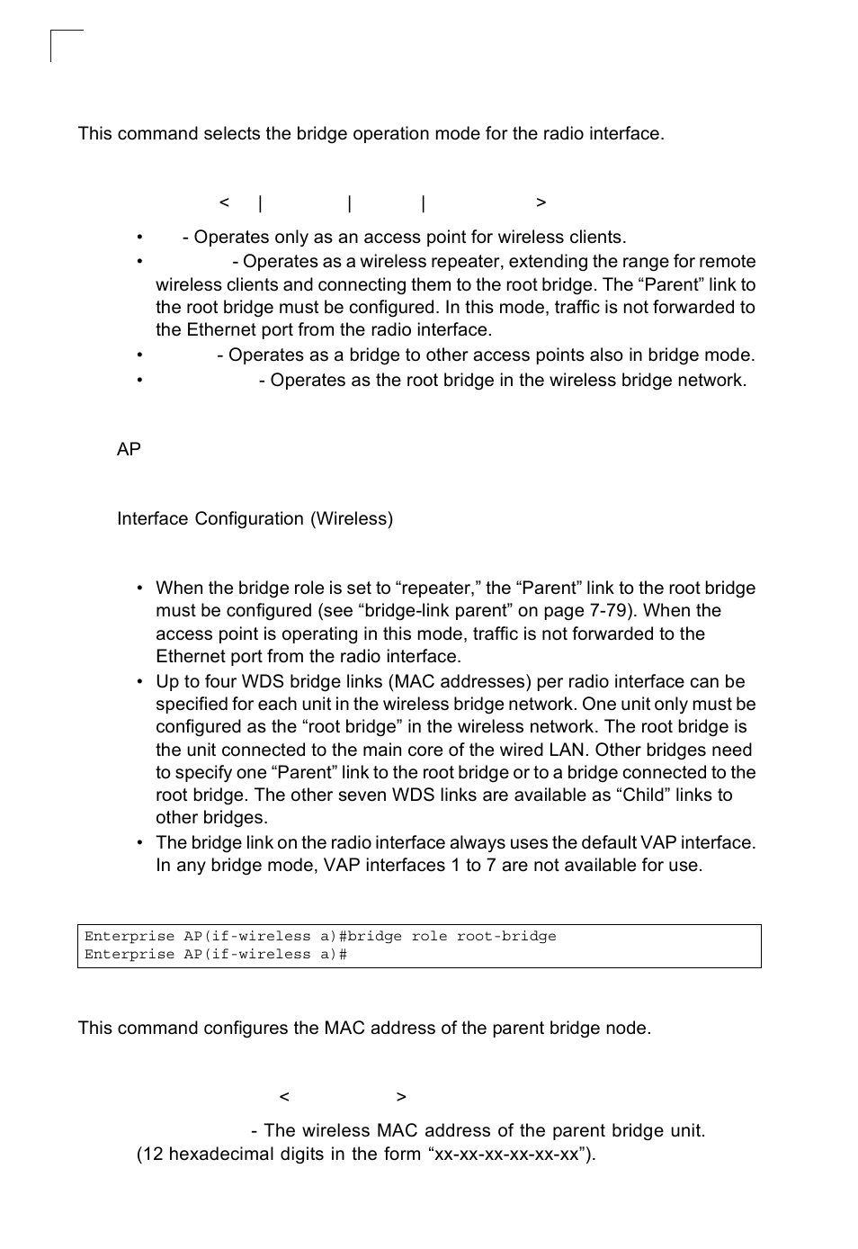 Bridge role (wds), Bridge-link parent | SMC Networks SMC2552W-G2-17 User Manual | Page 215 / 296