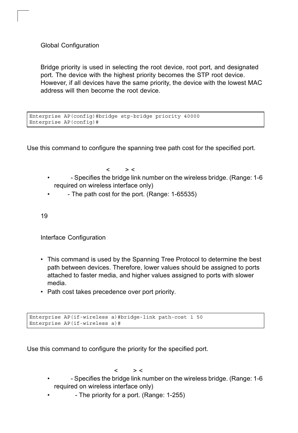 Bridge-link path-cost, Bridge-link port-priority | SMC Networks SMC2552W-G2-17 User Manual | Page 223 / 296