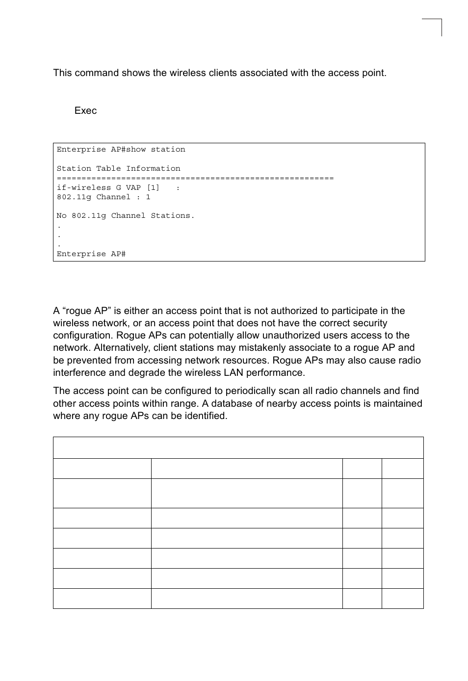 Show station, Rogue ap detection commands | SMC Networks SMC2552W-G2-17 User Manual | Page 246 / 296