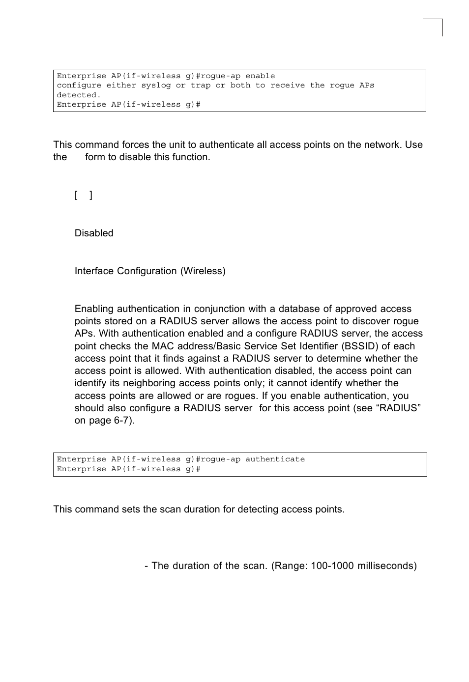 Rogue-ap authenticate, Rogue-ap duration | SMC Networks SMC2552W-G2-17 User Manual | Page 248 / 296