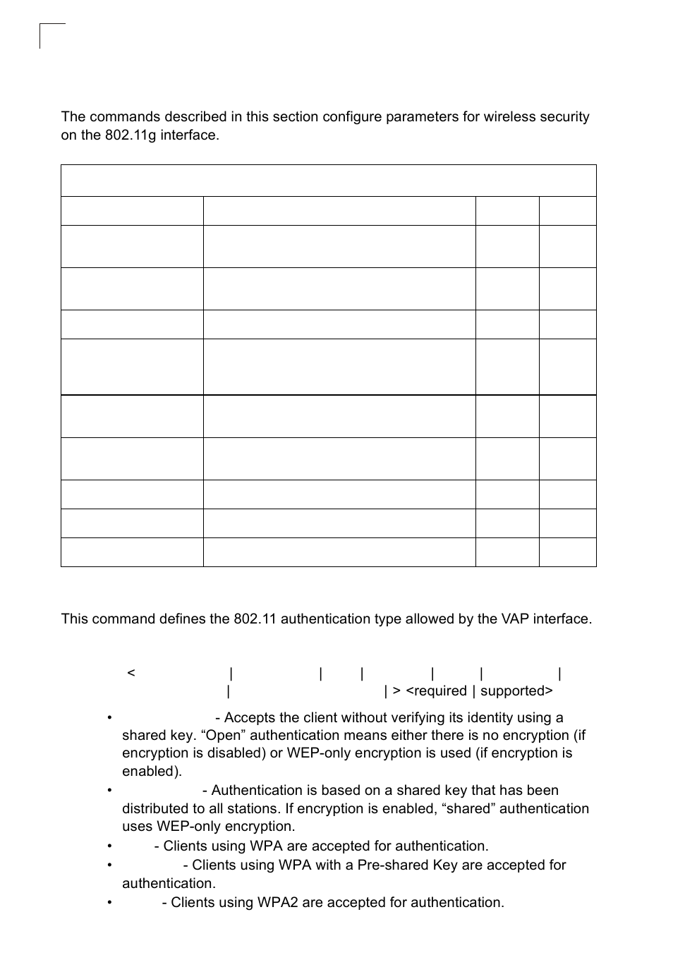 Wireless security commands, Auth, Auth 7-114 | SMC Networks SMC2552W-G2-17 User Manual | Page 251 / 296