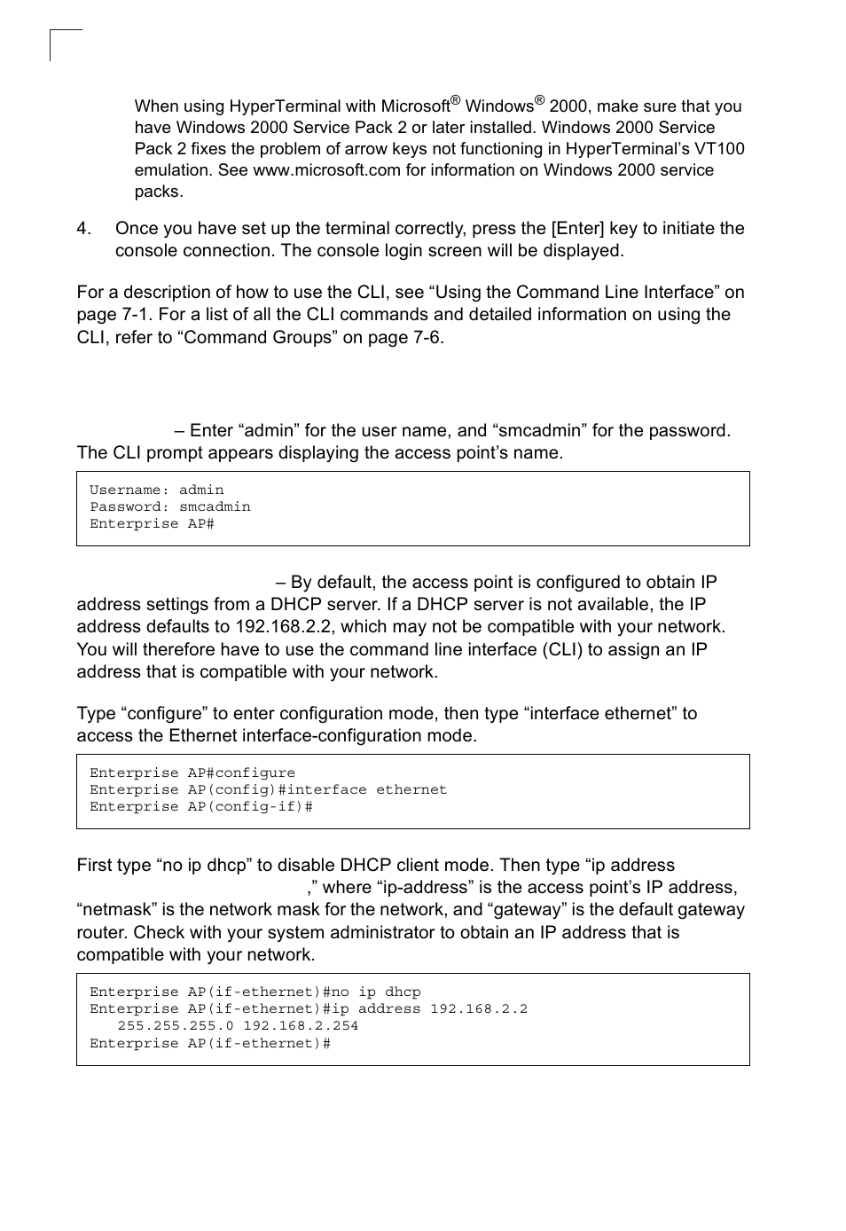 Initial configuration steps | SMC Networks SMC2552W-G2-17 User Manual | Page 45 / 296