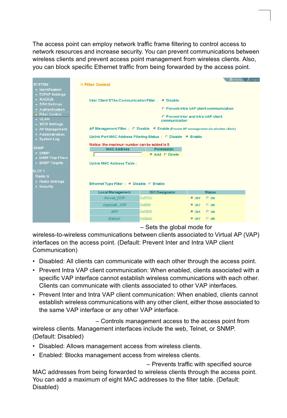Filter control | SMC Networks SMC2552W-G2-17 User Manual | Page 64 / 296