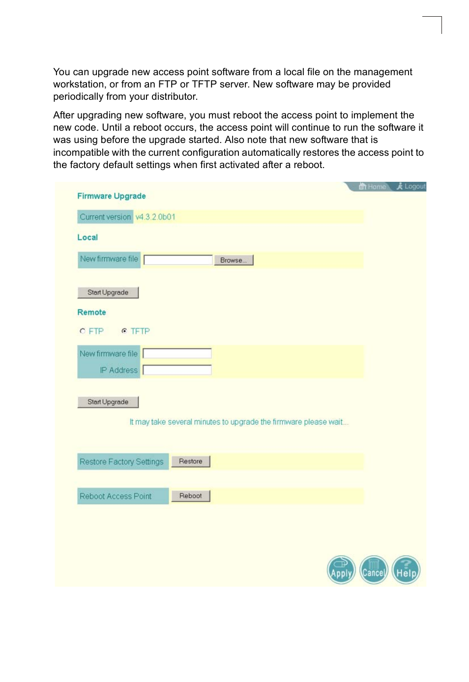 Upgrading firmware | SMC Networks SMC2552W-G2-17 User Manual | Page 76 / 296