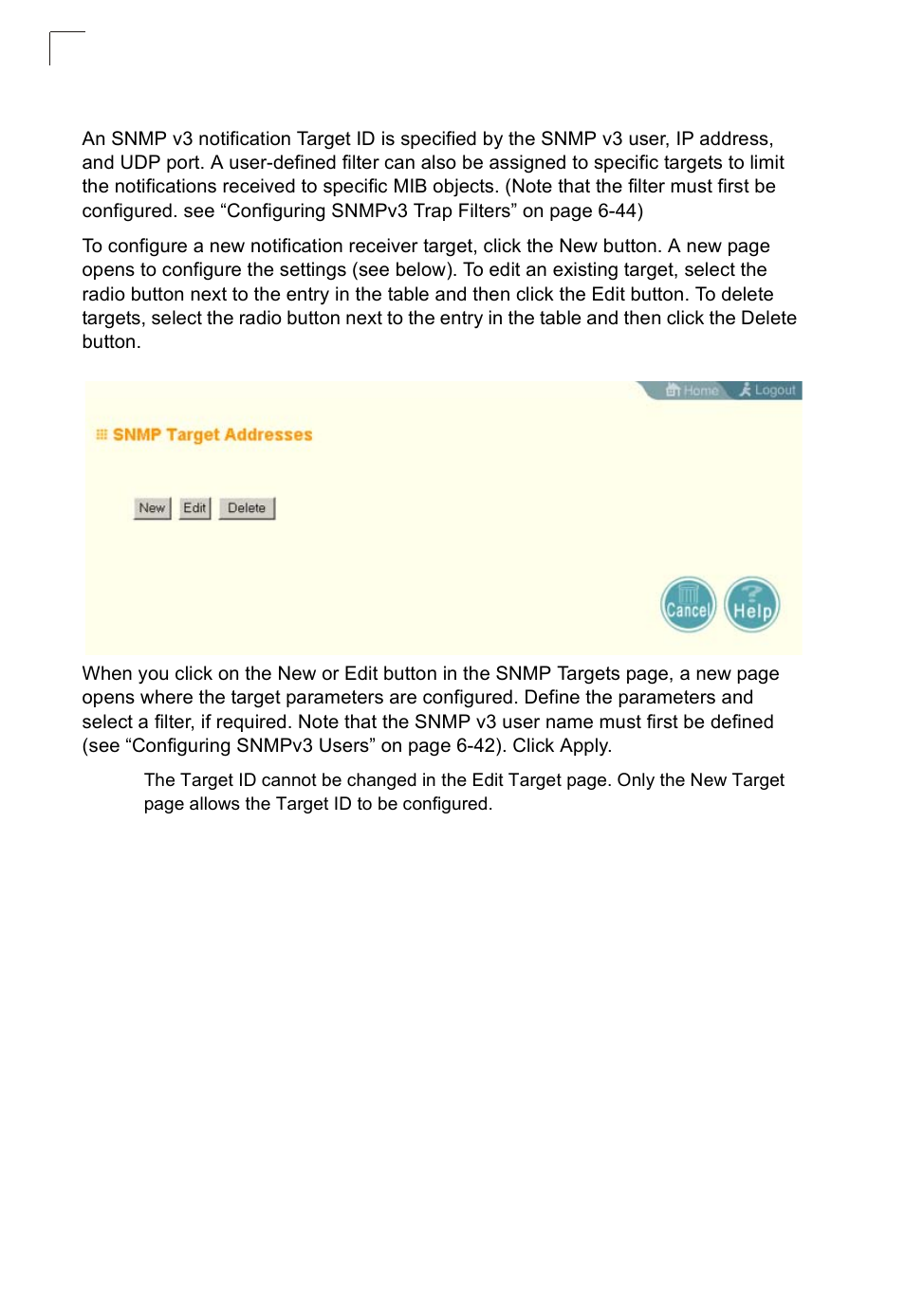 Configuring snmpv3 targets | SMC Networks SMC2552W-G2-17 User Manual | Page 93 / 296