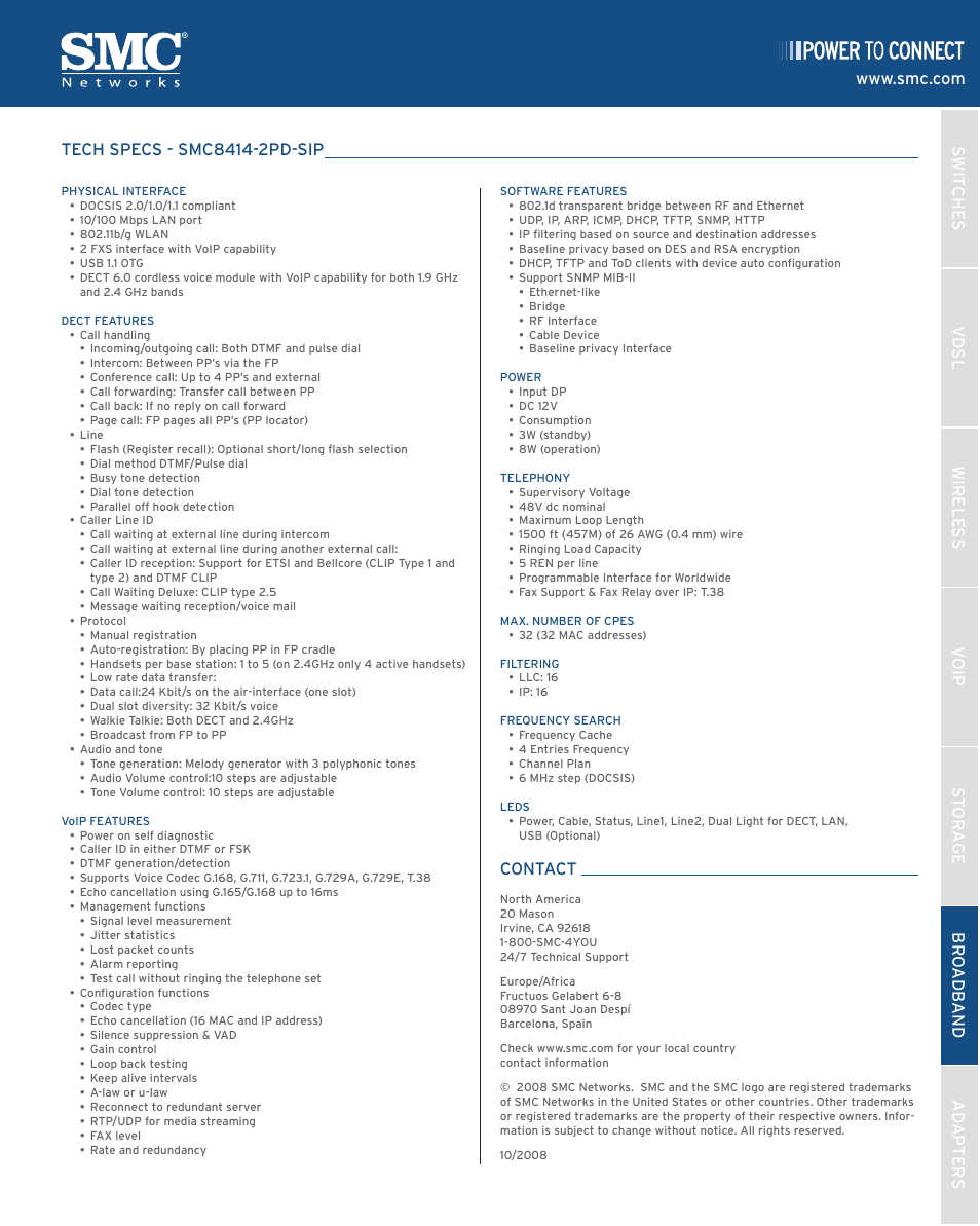 SMC Networks SMC8414-2PD-SIP User Manual | Page 2 / 2