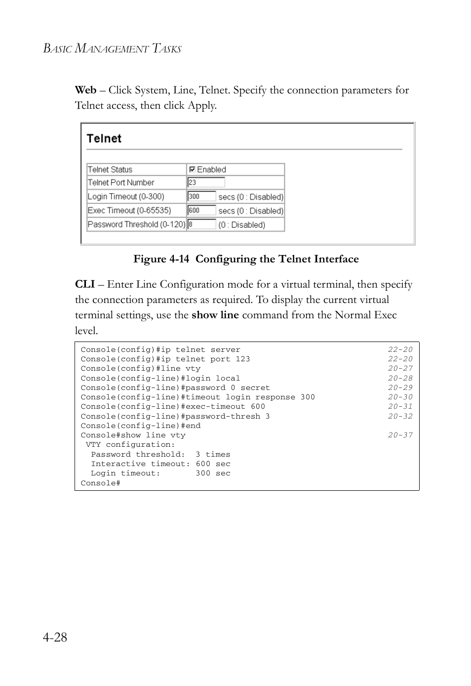 Figure 4-14 configuring the telnet interface -28 | SMC Networks TigerAccess SMC7816M User Manual | Page 110 / 962