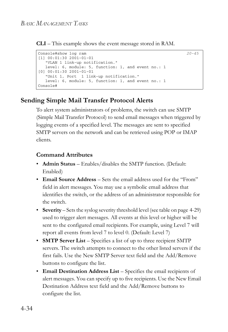 Sending simple mail transfer protocol alerts, Sending simple mail transfer protocol alerts -34 | SMC Networks TigerAccess SMC7816M User Manual | Page 116 / 962