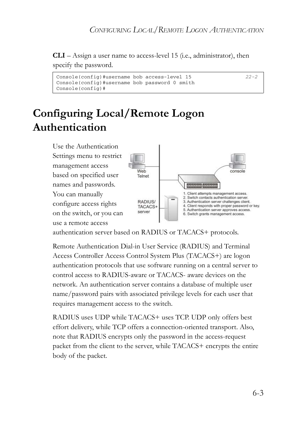 Configuring local/remote logon authentication, Configuring local/remote logon authentication -3 | SMC Networks TigerAccess SMC7816M User Manual | Page 151 / 962