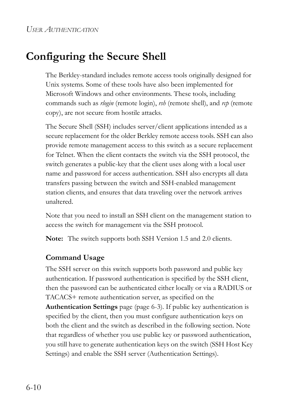 Configuring the secure shell, Configuring the secure shell -10 | SMC Networks TigerAccess SMC7816M User Manual | Page 158 / 962
