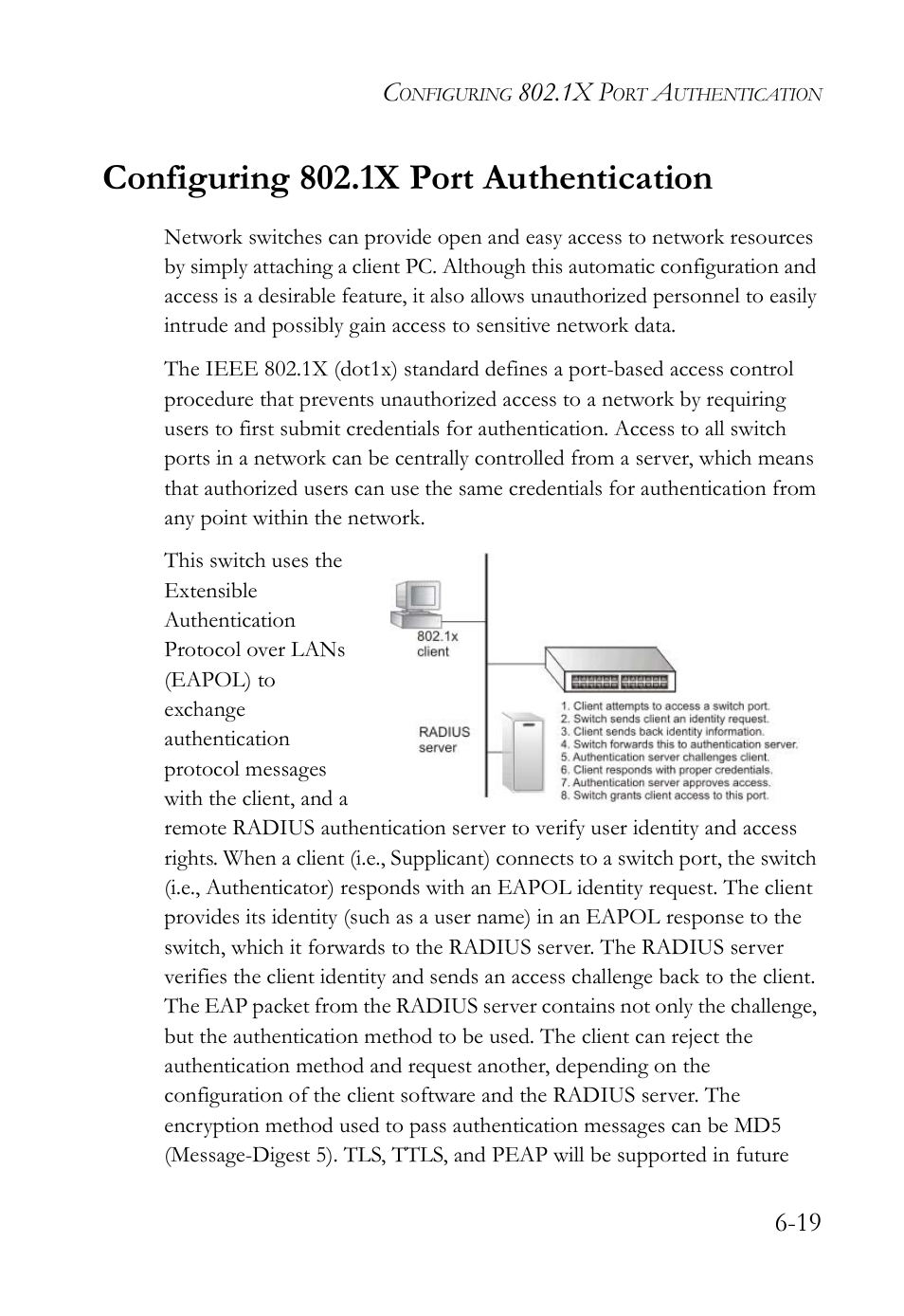Configuring 802.1x port authentication, Configuring 802.1x port authentication -19 | SMC Networks TigerAccess SMC7816M User Manual | Page 167 / 962