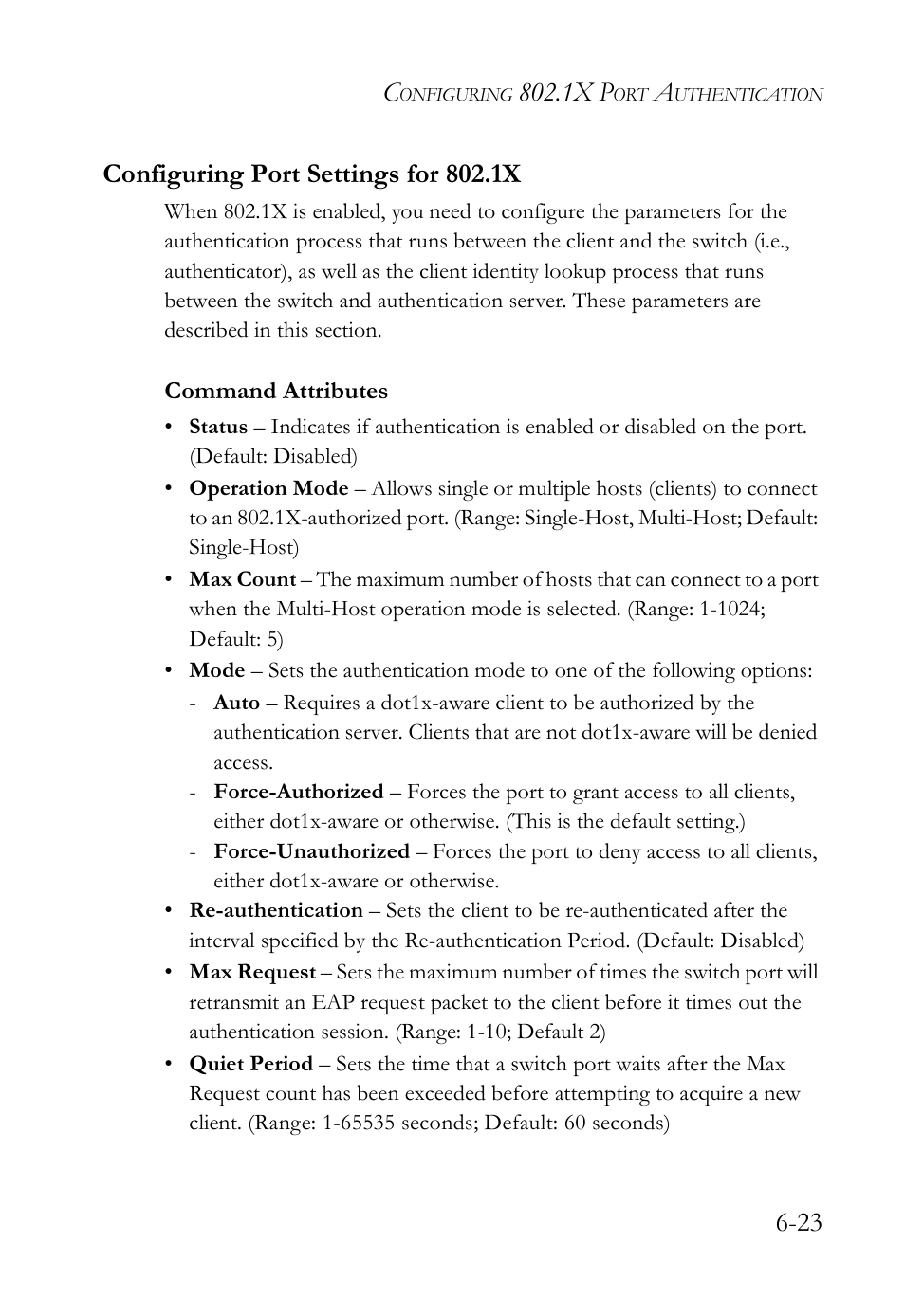 Configuring port settings for 802.1x, Configuring port settings for 802.1x -23, 1x p | SMC Networks TigerAccess SMC7816M User Manual | Page 171 / 962