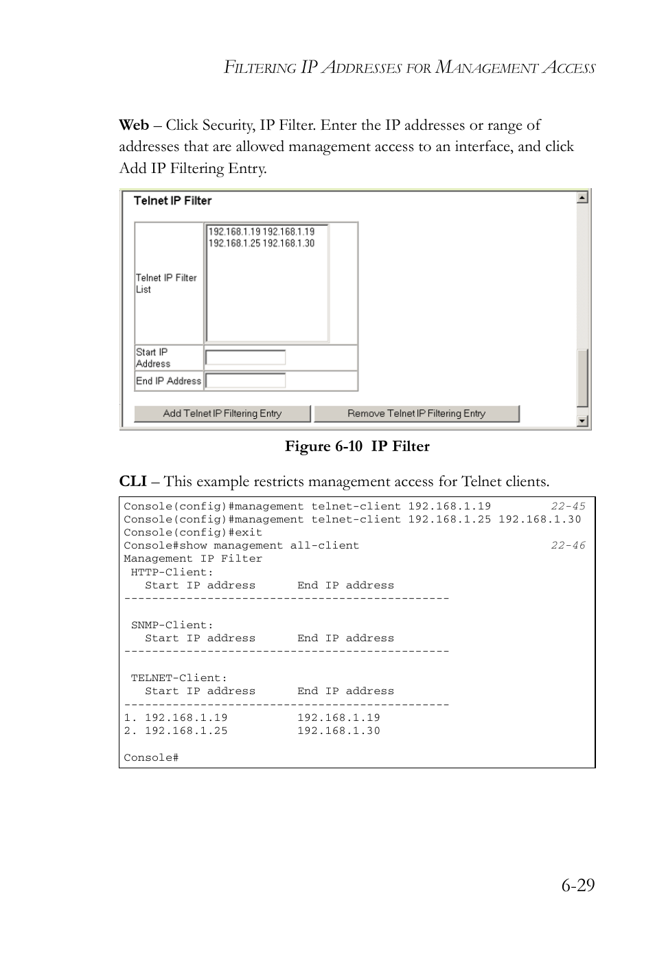 Figure 6-10 ip filter -29, Ip a | SMC Networks TigerAccess SMC7816M User Manual | Page 177 / 962
