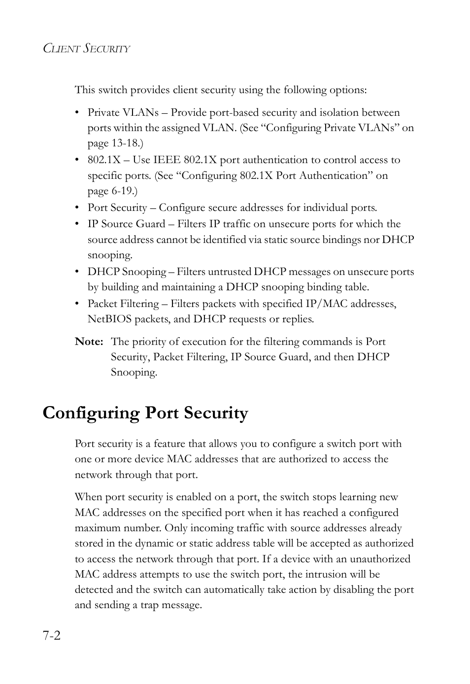 Configuring port security, Configuring port security -2 | SMC Networks TigerAccess SMC7816M User Manual | Page 180 / 962