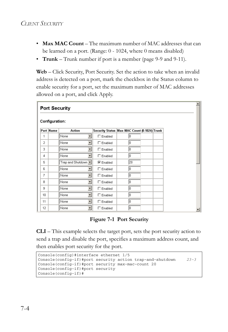 Figure 7-1, Port security -4 | SMC Networks TigerAccess SMC7816M User Manual | Page 182 / 962