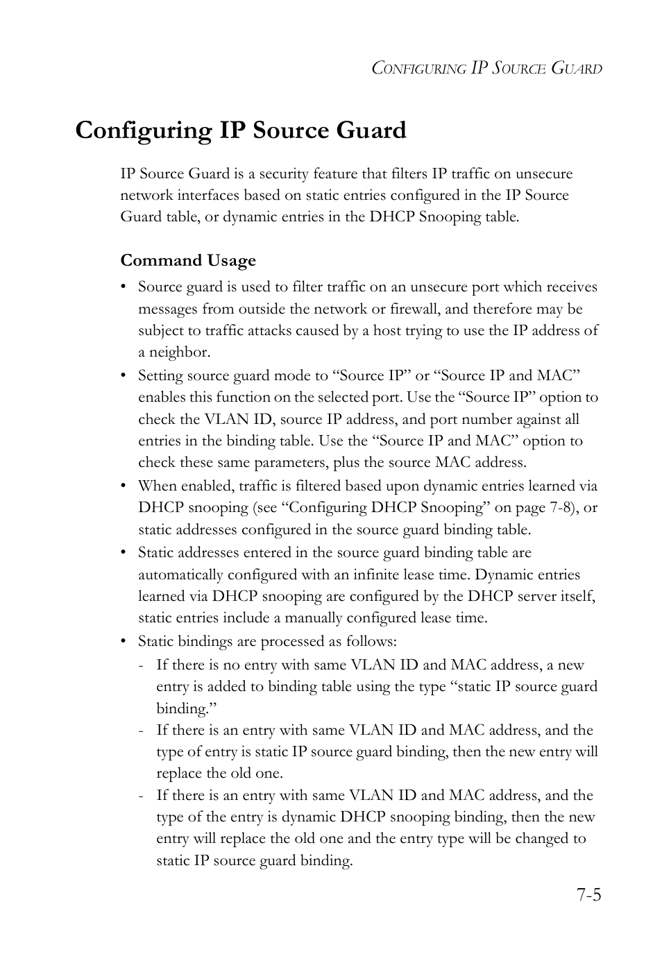 Configuring ip source guard, Configuring ip source guard -5, Ip s | SMC Networks TigerAccess SMC7816M User Manual | Page 183 / 962