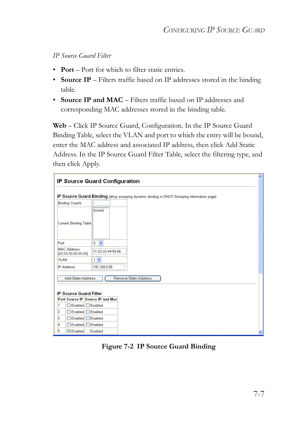 Figure 7-2, Ip source guard binding -7, Ip s | SMC Networks TigerAccess SMC7816M User Manual | Page 185 / 962