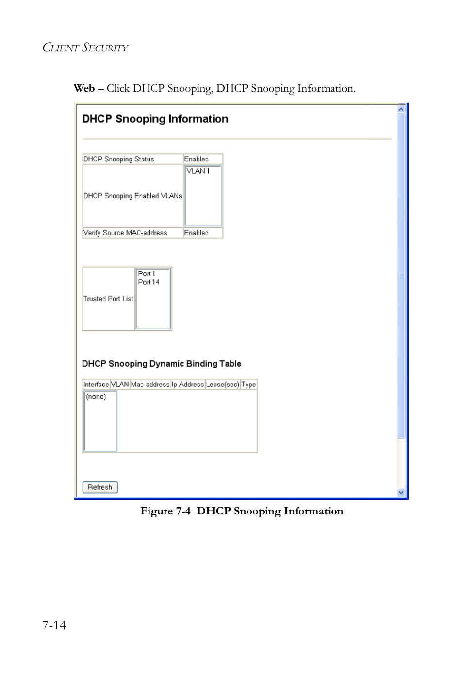 Figure 7-4, Dhcp snooping information -14 | SMC Networks TigerAccess SMC7816M User Manual | Page 192 / 962