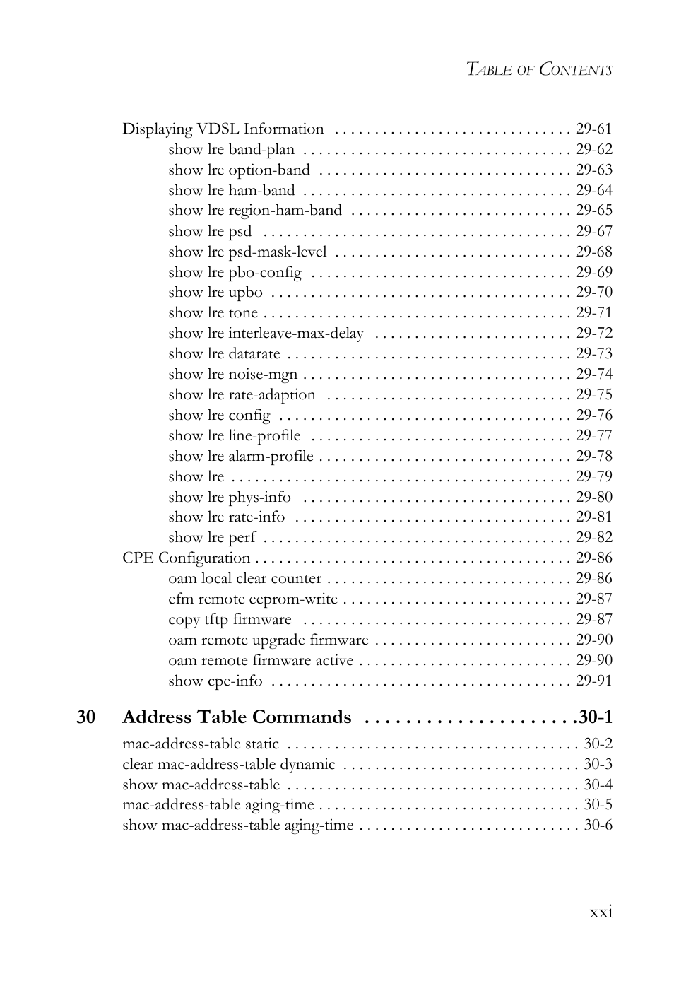 30 address table commands -1 | SMC Networks TigerAccess SMC7816M User Manual | Page 21 / 962