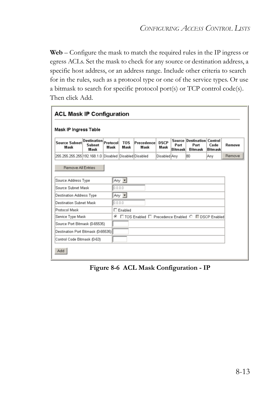 Figure 8-6, Acl mask configuration - ip -13 | SMC Networks TigerAccess SMC7816M User Manual | Page 211 / 962