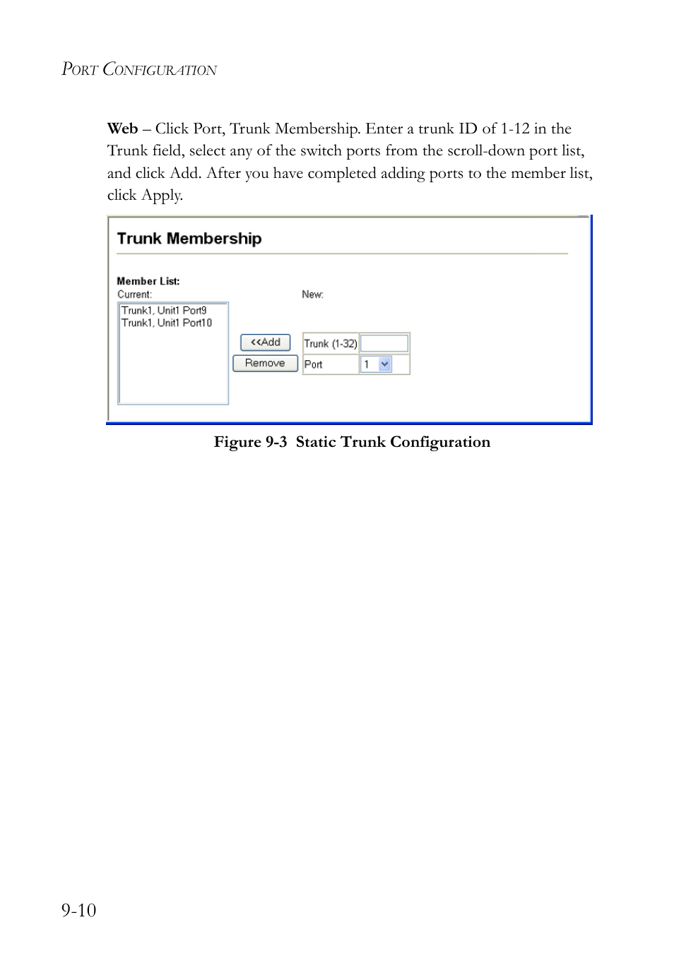 Figure 9-3, Static trunk configuration -10 | SMC Networks TigerAccess SMC7816M User Manual | Page 226 / 962