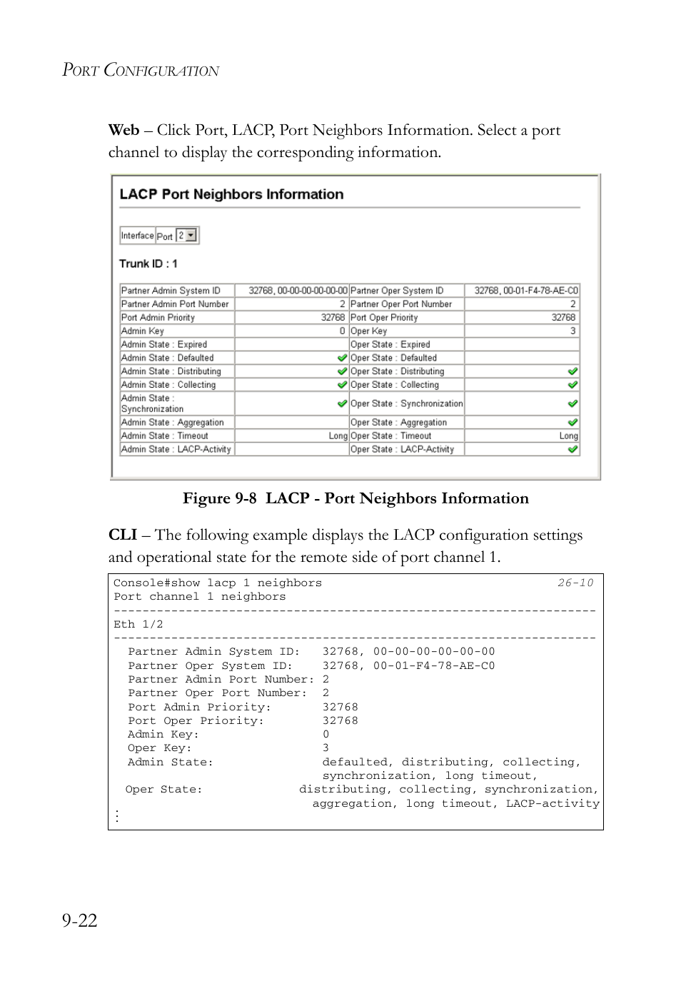 Figure 9-8, Lacp - port neighbors information -22 | SMC Networks TigerAccess SMC7816M User Manual | Page 238 / 962