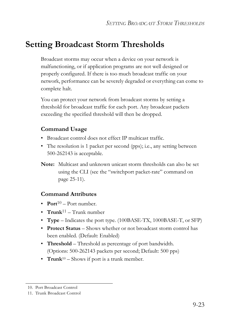 Setting broadcast storm thresholds, Setting broadcast storm thresholds -23 | SMC Networks TigerAccess SMC7816M User Manual | Page 239 / 962