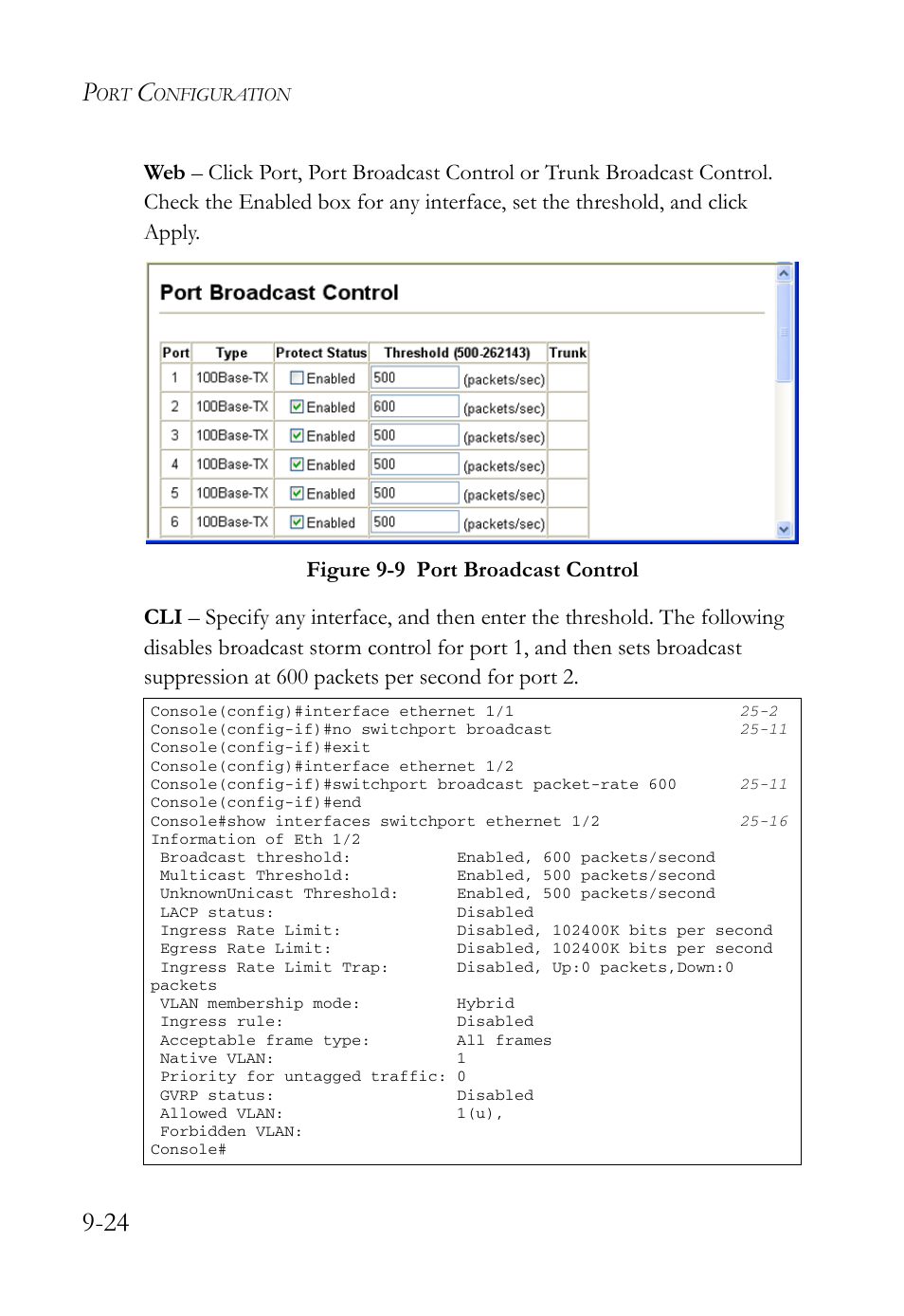 Figure 9-9, Port broadcast control -24 | SMC Networks TigerAccess SMC7816M User Manual | Page 240 / 962