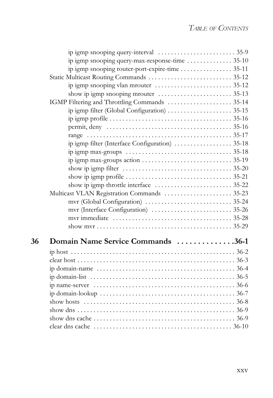 36 domain name service commands -1 | SMC Networks TigerAccess SMC7816M User Manual | Page 25 / 962