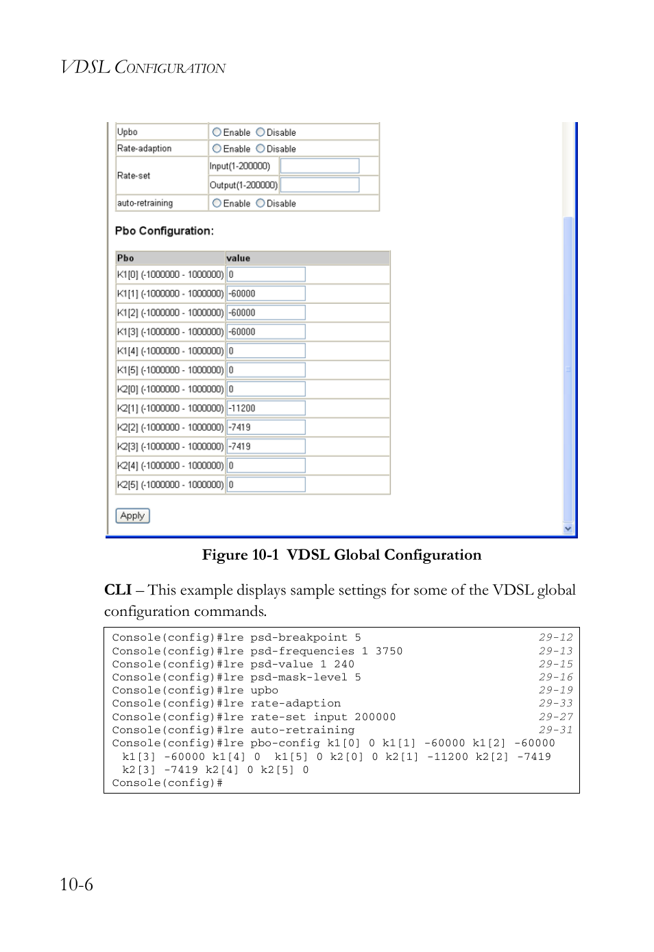 Figure 10-1 vdsl global configuration -6, Vdsl c | SMC Networks TigerAccess SMC7816M User Manual | Page 258 / 962