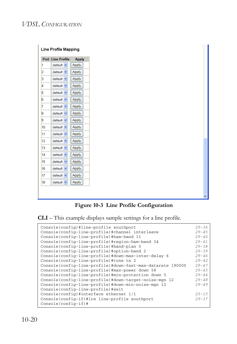Figure 10-3 line profile configuration -20, Vdsl c | SMC Networks TigerAccess SMC7816M User Manual | Page 272 / 962