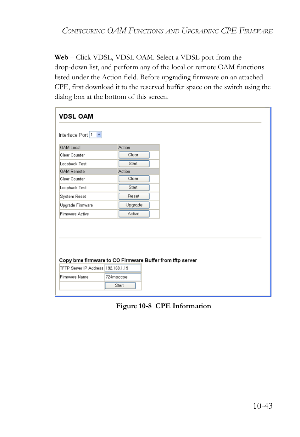 Figure 10-8 cpe information -43, Oam f, Cpe f | SMC Networks TigerAccess SMC7816M User Manual | Page 295 / 962