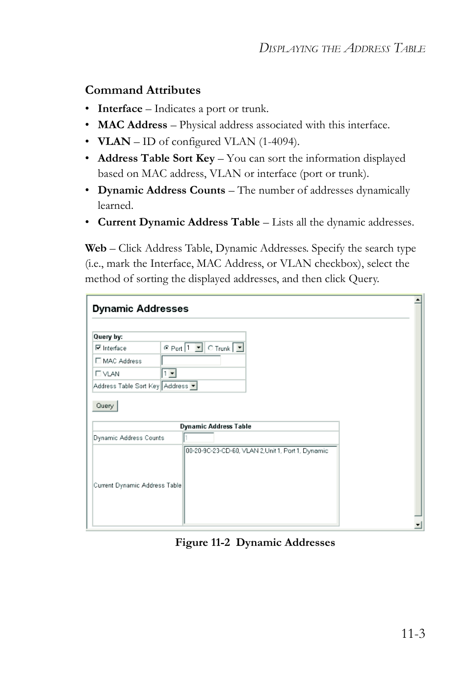 Figure 11-2 dynamic addresses -3 | SMC Networks TigerAccess SMC7816M User Manual | Page 299 / 962