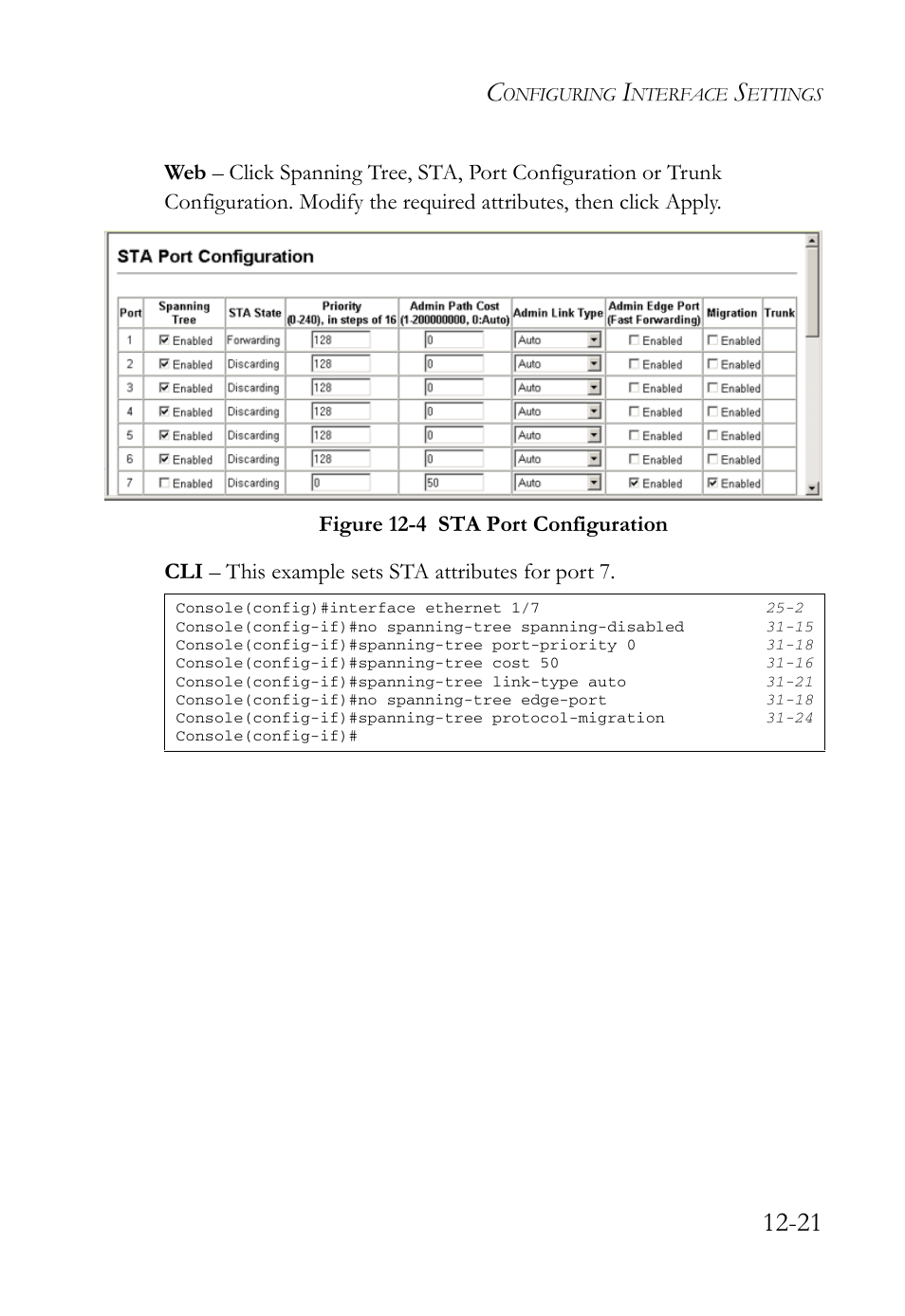 Figure 12-4 sta port configuration -21 | SMC Networks TigerAccess SMC7816M User Manual | Page 321 / 962