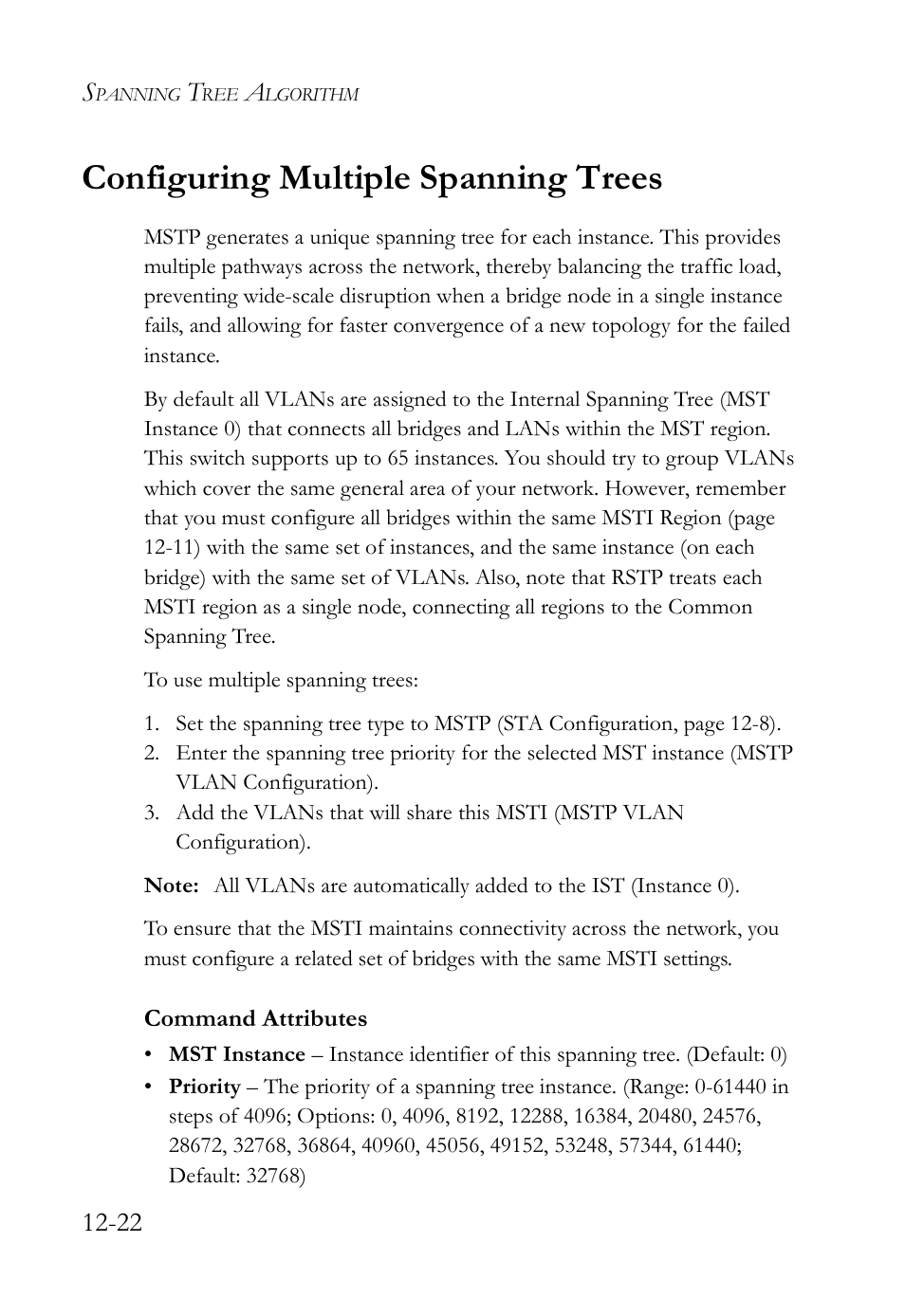 Configuring multiple spanning trees, Configuring multiple spanning trees -22 | SMC Networks TigerAccess SMC7816M User Manual | Page 322 / 962