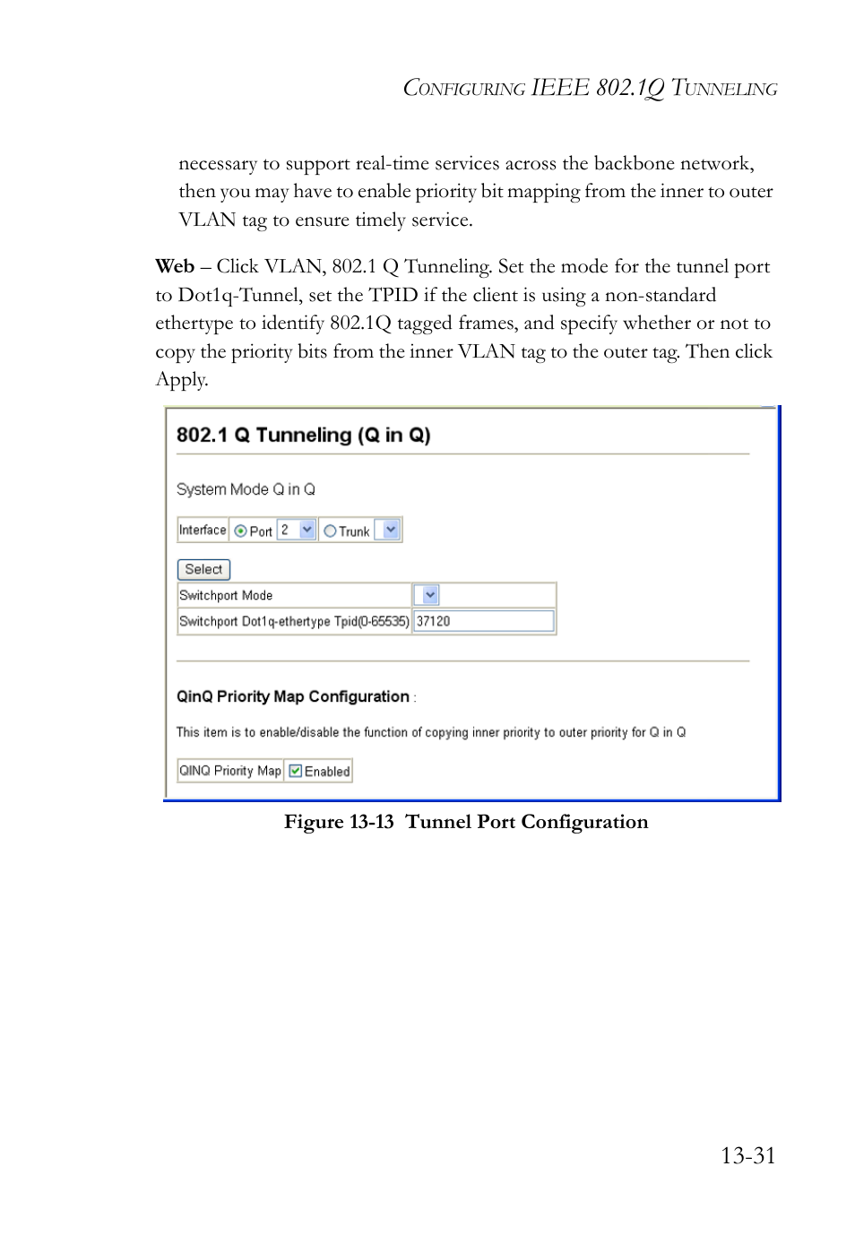 Figure 13-13 tunnel port configuration -31, Ieee 802.1q t | SMC Networks TigerAccess SMC7816M User Manual | Page 361 / 962