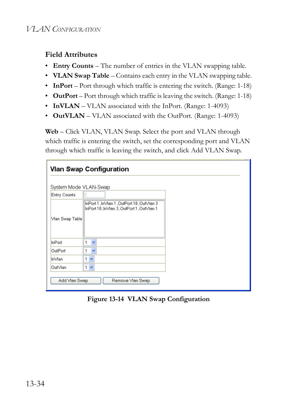 Figure 13-14 vlan swap configuration -34, Vlan c | SMC Networks TigerAccess SMC7816M User Manual | Page 364 / 962