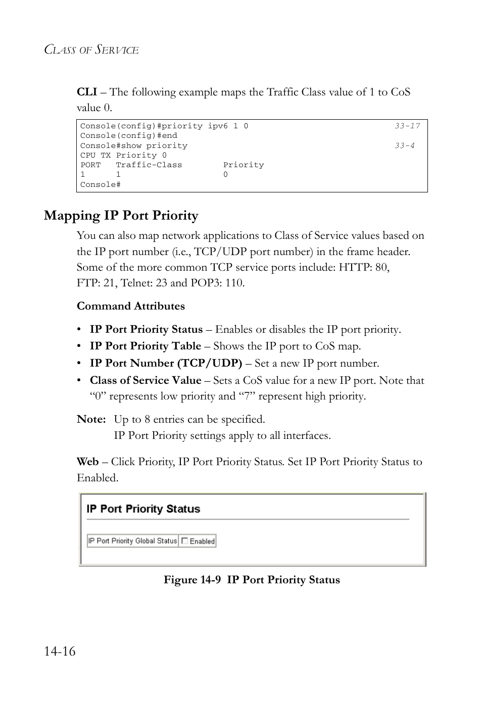 Mapping ip port priority, Mapping ip port priority -16, Figure 14-9 ip port priority status -16 | SMC Networks TigerAccess SMC7816M User Manual | Page 382 / 962