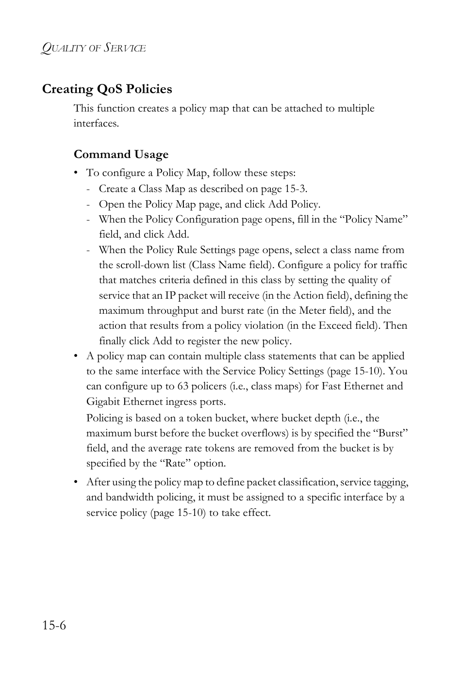 Creating qos policies, Creating qos policies -6, 6 creating qos policies | SMC Networks TigerAccess SMC7816M User Manual | Page 390 / 962