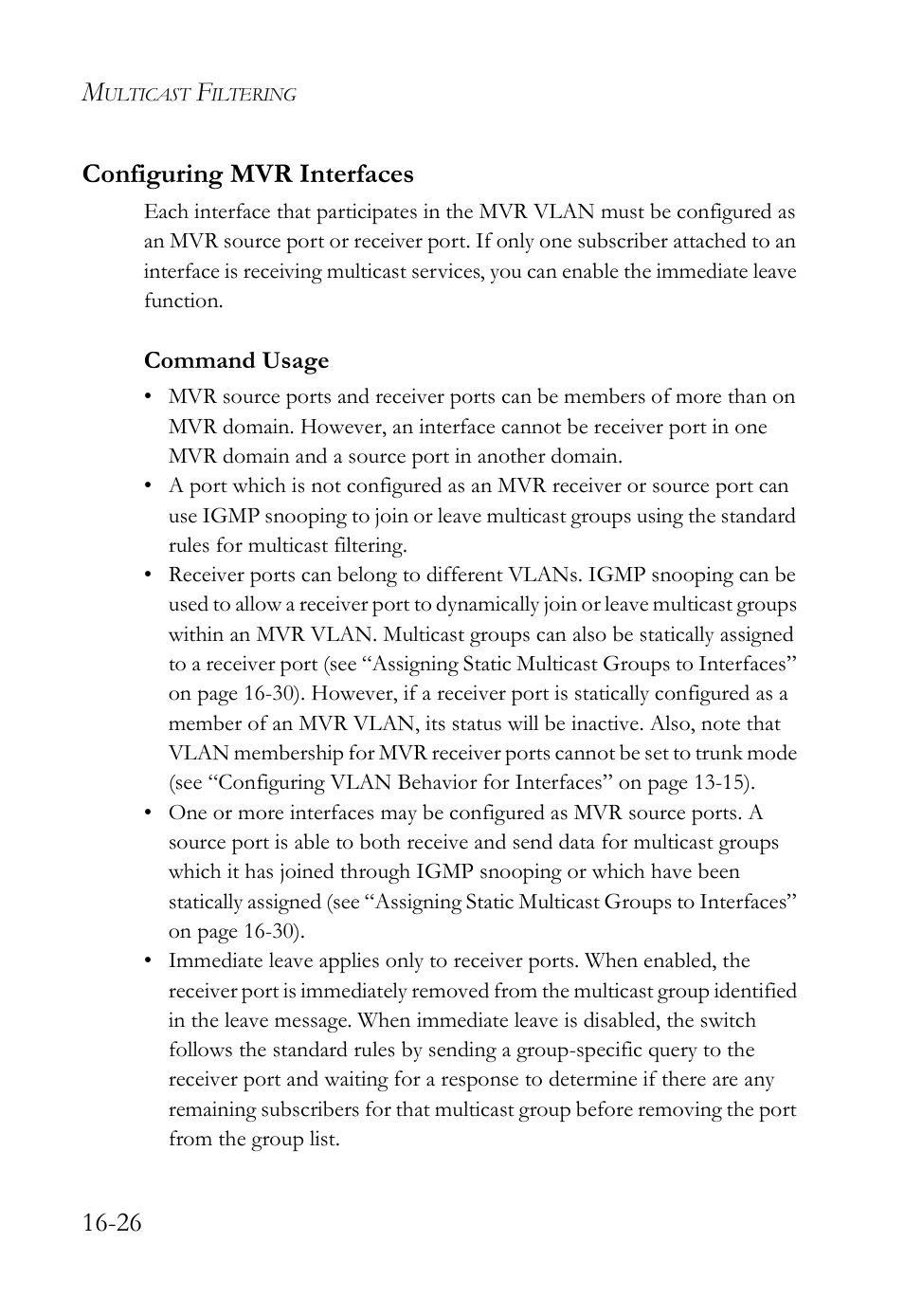 Configuring mvr interfaces, Configuring mvr interfaces -26, 26 configuring mvr interfaces | SMC Networks TigerAccess SMC7816M User Manual | Page 422 / 962