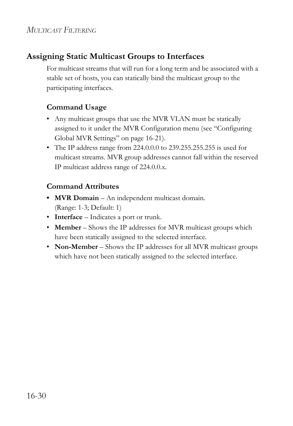 Assigning static multicast groups to interfaces, 30 assigning static multicast groups to interfaces | SMC Networks TigerAccess SMC7816M User Manual | Page 426 / 962