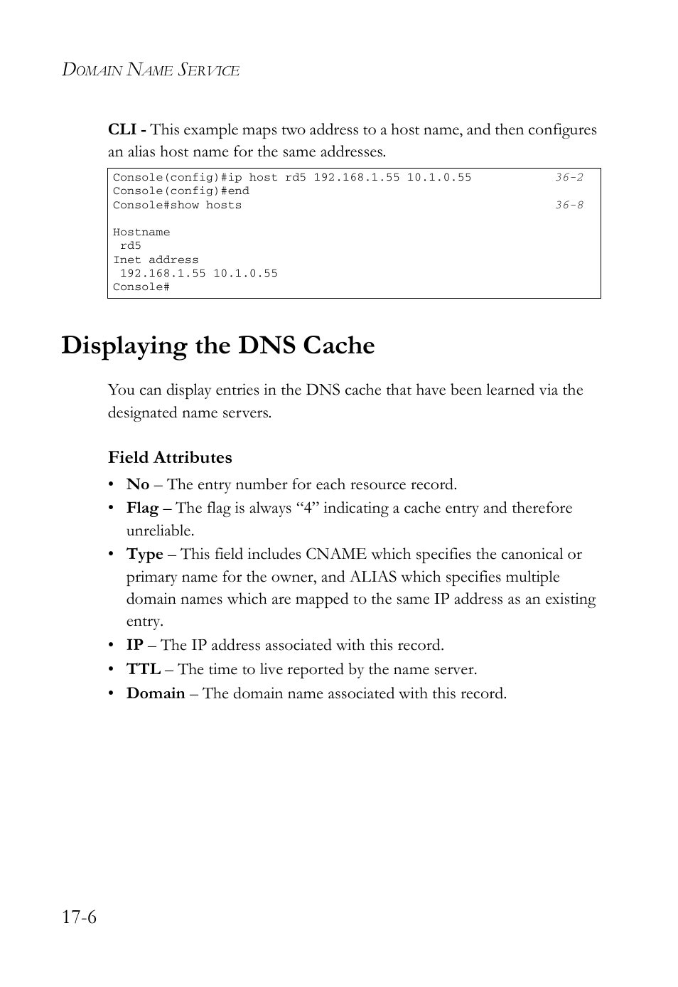 Displaying the dns cache, Displaying the dns cache -6 | SMC Networks TigerAccess SMC7816M User Manual | Page 434 / 962