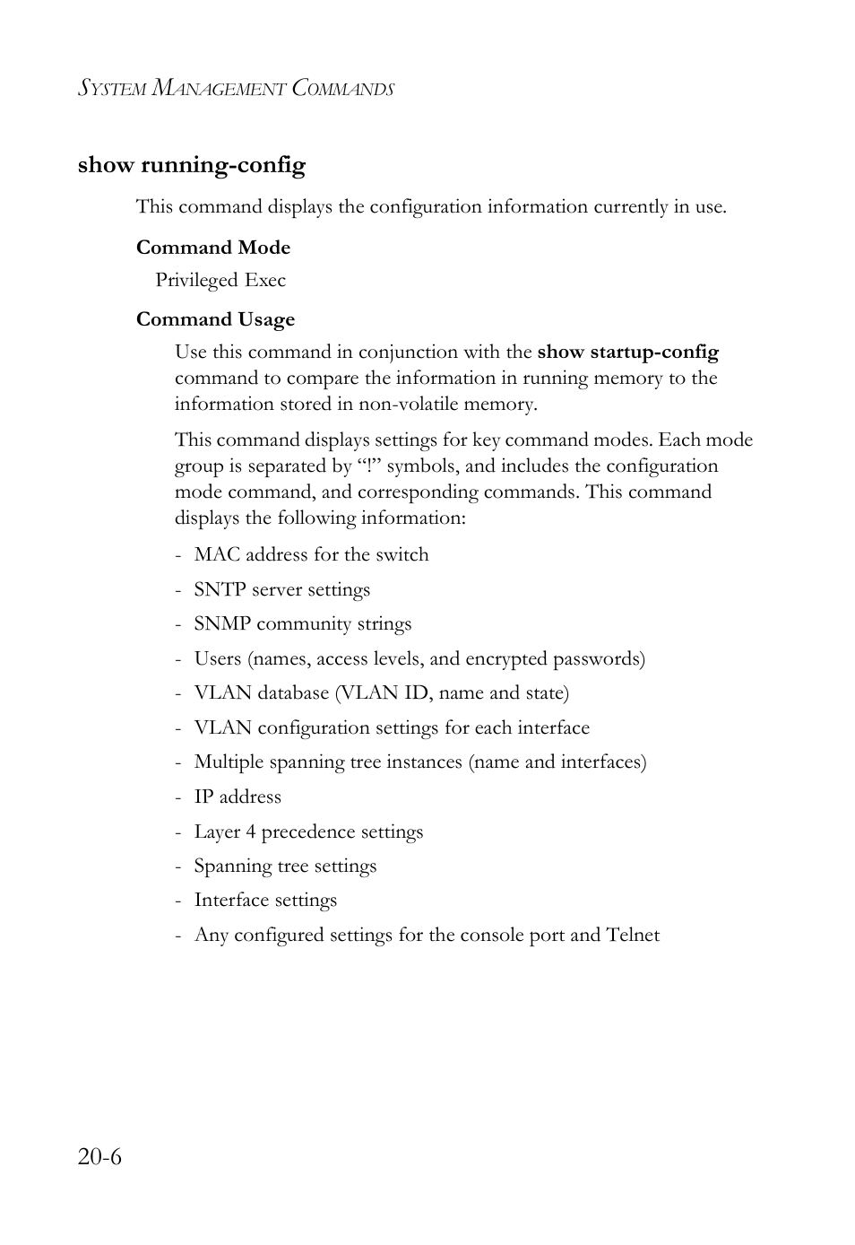 Show running-config, Show running-config -6, 6 show running-config | SMC Networks TigerAccess SMC7816M User Manual | Page 466 / 962