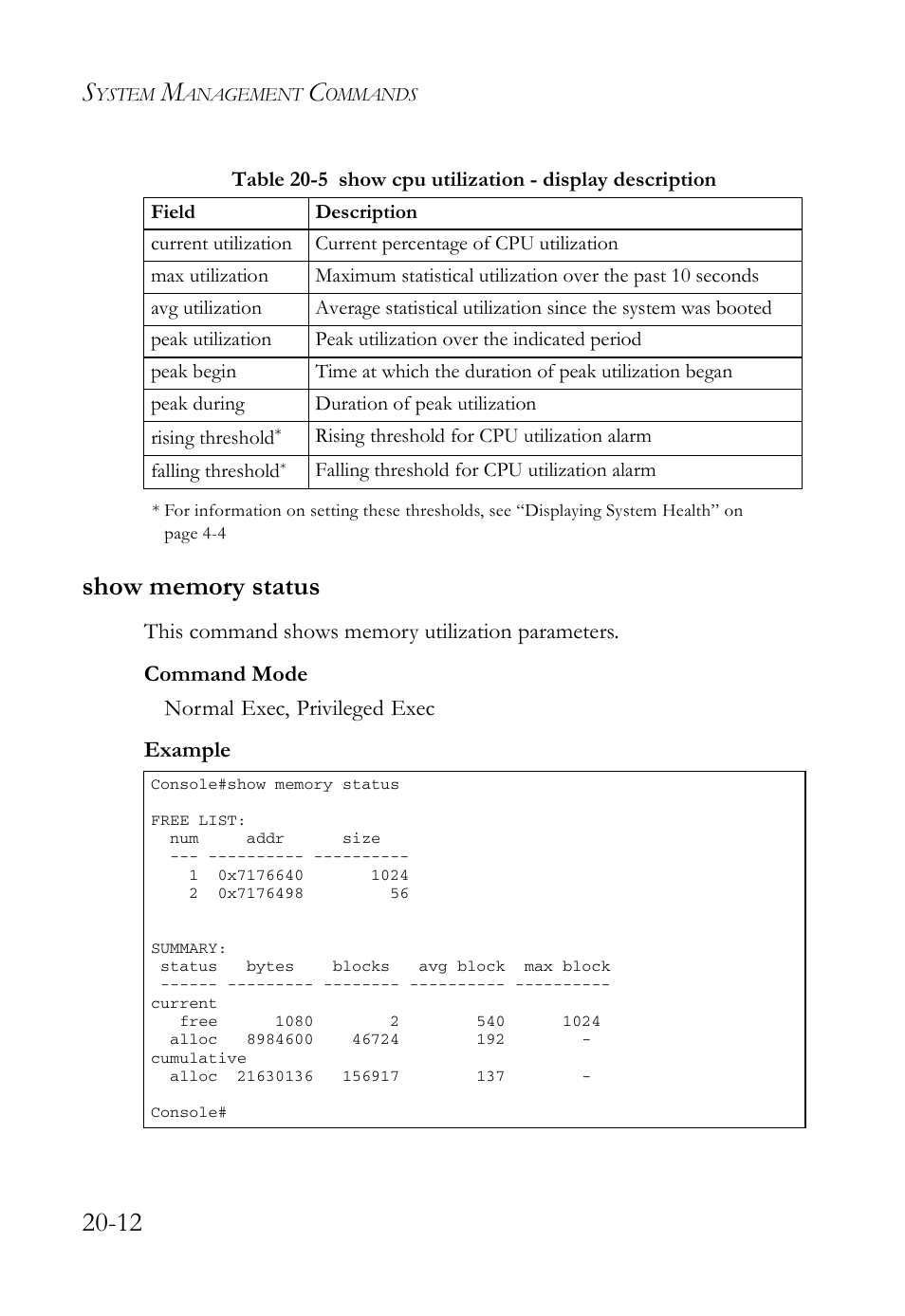 Show memory status, Show memory status -12 | SMC Networks TigerAccess SMC7816M User Manual | Page 472 / 962