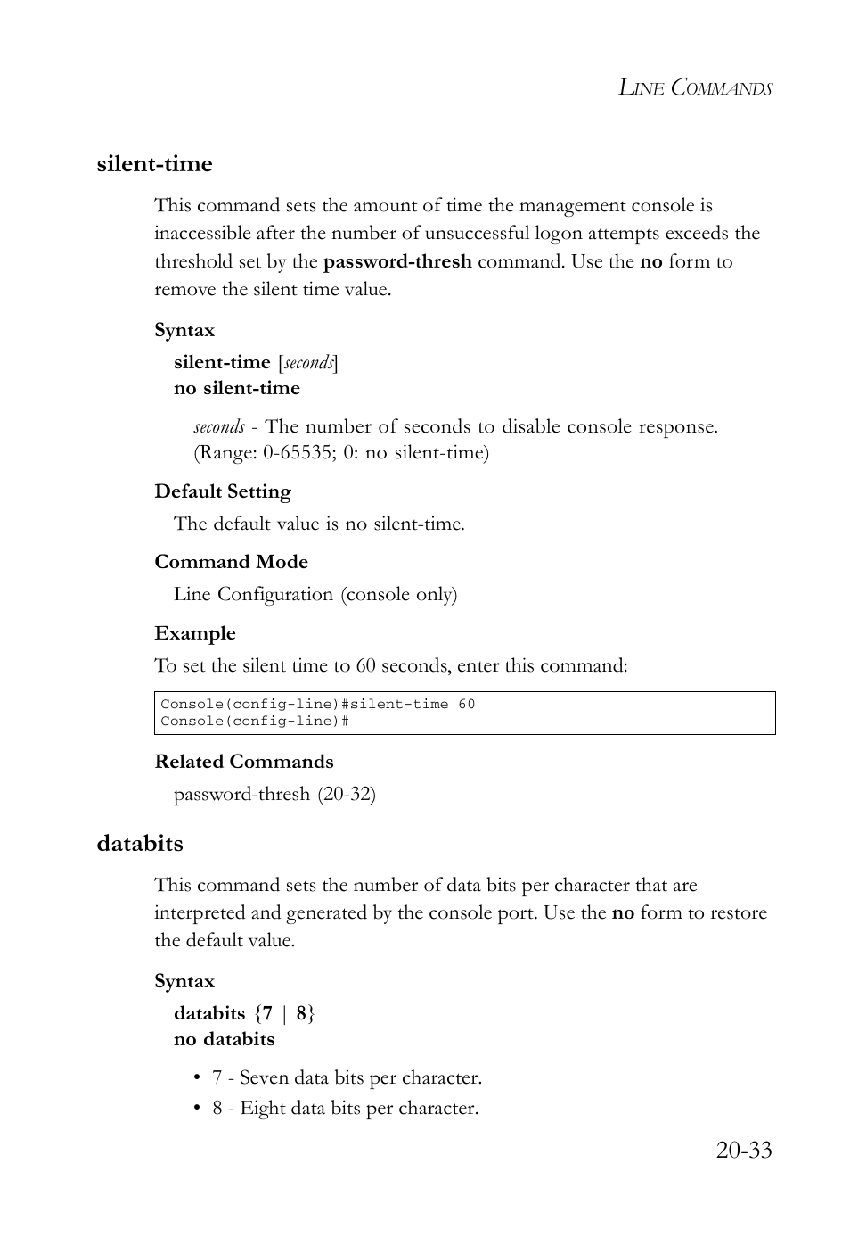 Silent-time, Databits, Silent-time -33 databits -33 | 33 silent-time | SMC Networks TigerAccess SMC7816M User Manual | Page 493 / 962