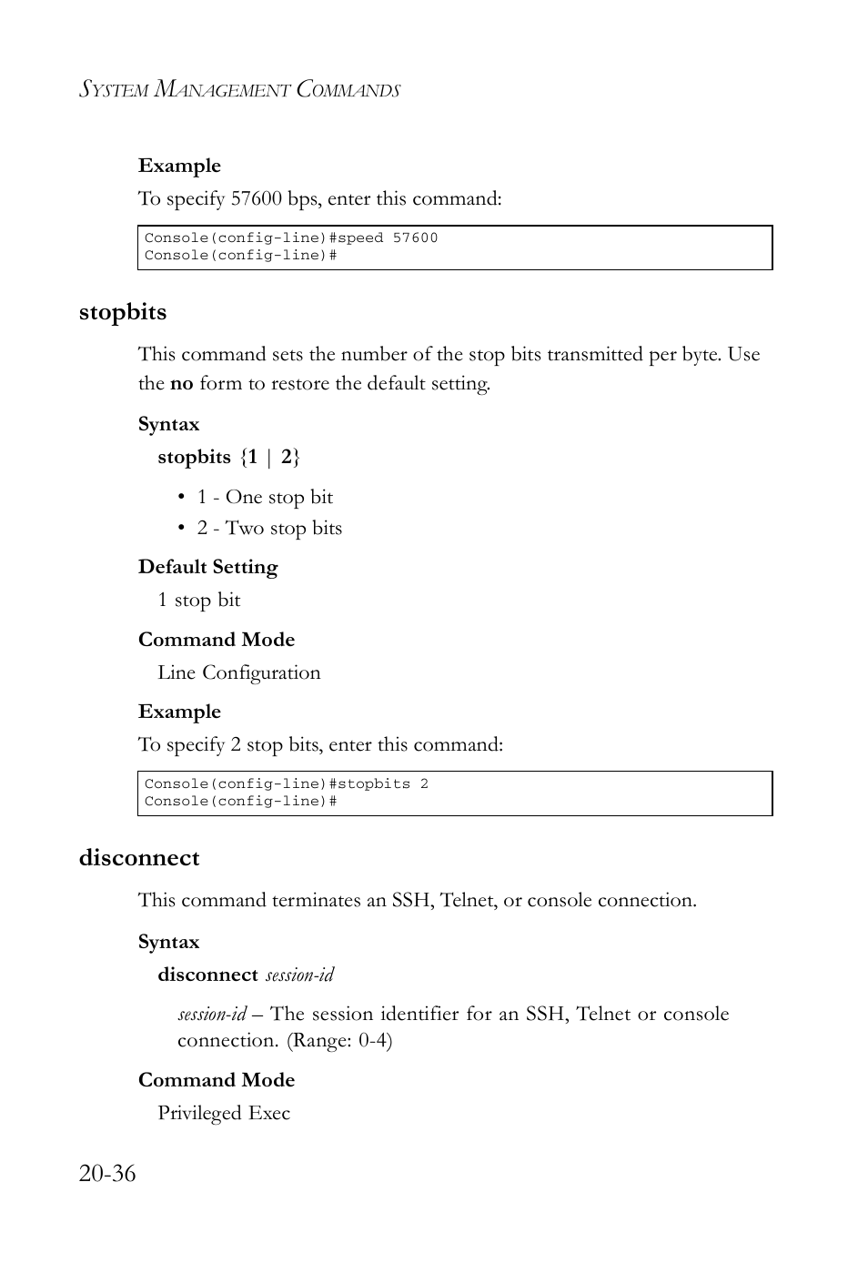 Stopbits, Disconnect, Stopbits -36 disconnect -36 | SMC Networks TigerAccess SMC7816M User Manual | Page 496 / 962