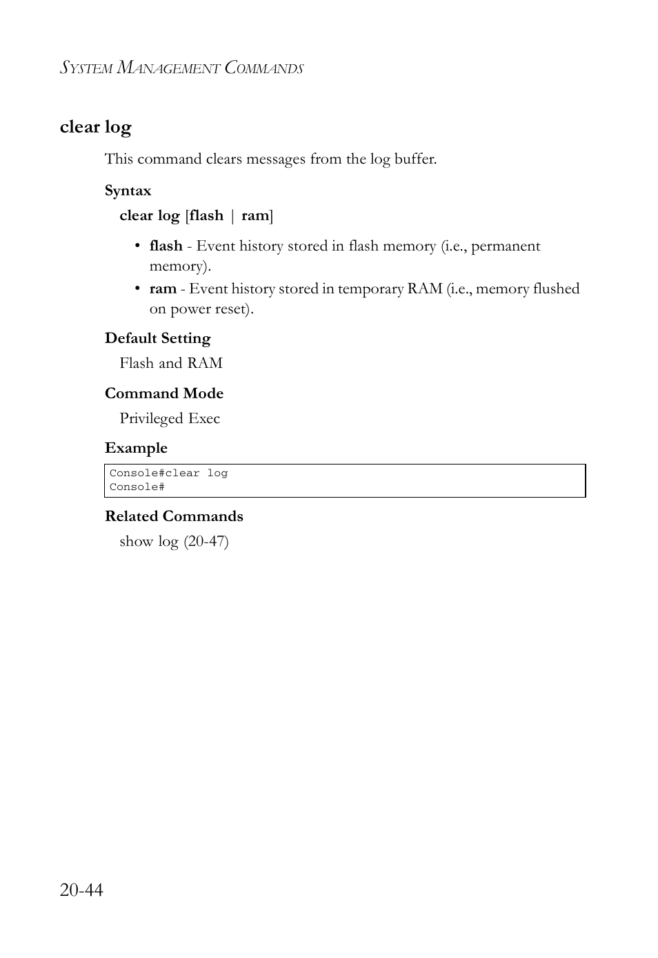 Clear log, Clear log -44, 44 clear log | SMC Networks TigerAccess SMC7816M User Manual | Page 504 / 962