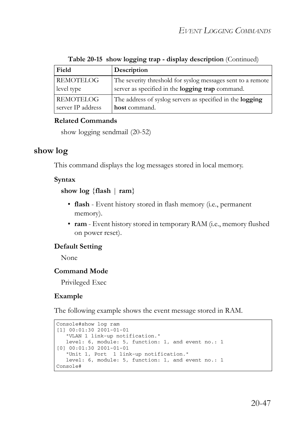 Show log, Show log -47 | SMC Networks TigerAccess SMC7816M User Manual | Page 507 / 962