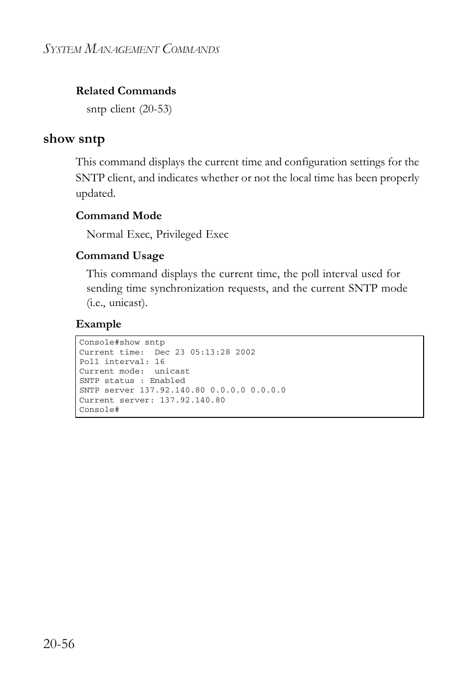 Show sntp, Show sntp -56 | SMC Networks TigerAccess SMC7816M User Manual | Page 516 / 962